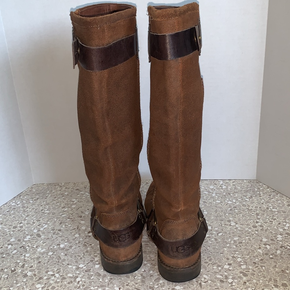 UGG Australia Dree Boots Women's 7.5 Suede Dark Brown Knee High Harness - Picture 4 of 13